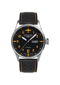 BAUHAUS, Armbanduhr, 27665, Schwarz, Orange, Silber, (Analoguhr, Chronograph, 42 mm)