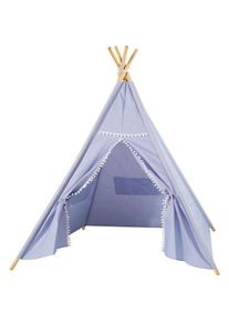 Luxuri&ouml;ses Tipi-Zelt in Blau mit Lichtern, 128 cm