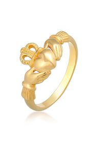 Silberring Elli "Ring Claddagh Herz Krone K&ouml;niglich 925 Silber" Gr. 58, gold, Fingerringe, Damen, 58, Silber 925 (Sterlingsilber), Silberring