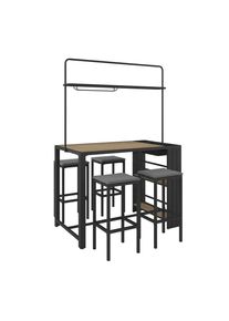 Ambia Garden Gartenbarset, Grau, Dunkelgrau, Teakfarben, Holz, Metall, 5-teilig, Eukalyptusholz, Hartholz, F&uuml;llung: Komfortschaum, Gartenm&ouml;bel, Gartengarnituren, Gartenm&ouml;bel-Sets