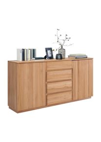 Linea Natura Sideboard, Buchefarben, Holz, Kernbuche, teilmassiv, 2 F&auml;cher, 4 Schublade(n) Schubladen, 180x89.2x41 cm, Typenauswahl, Beim&ouml;bel erh&auml;ltlich, stehend, Holzm&ouml;bel, Kommoden Holz, Sideboards Holz