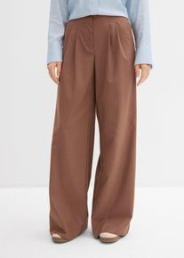 Bundfaltenhose mit Bequembund, braun, Gr&ouml;&szlig;e 48, bonprix