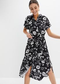 Blusenkleid aus reiner Viskose, schwarz, Gr&ouml;&szlig;e 50, bonprix