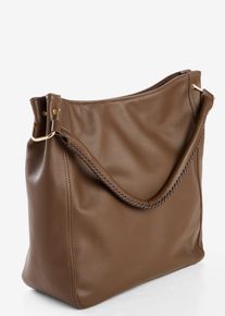 Umh&auml;ngetasche mit Riemendetail, braun, Gr&ouml;&szlig;e 33x33 cm, Vegan, bonprix