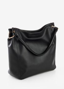 Shopper mit Riemendetail, schwarz, Gr&ouml;&szlig;e 33x33 cm, bonprix