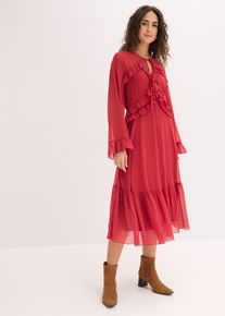 Chiffonkleid, rot, Gr&ouml;&szlig;e 50, bonprix