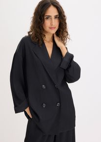 zweireihiger Oversize-Blazer, schwarz, Gr&ouml;&szlig;e 48, bonprix