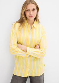 Hemdbluse aus Baumwollpopeline, gelb, Gr&ouml;&szlig;e 42, 100% Baumwolle, bonprix
