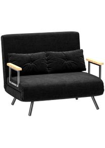 HOMCOM 2-Seater 4-in-1 Convertible Sofa Bed, 5-Position Adjustable Backrest, 2 Cushions, 102 x 73 x 81 cm, Black | Aosom Ireland