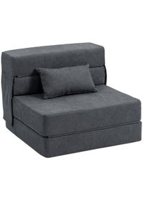 HOMCOM Folding Sofa Chair Convertible to Chaise Longue and Mattress, 80x80x64 cm, Dark Grey | Aosom Ireland