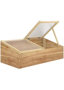Outsunny Wooden Cold Frame Greenhouse Garden Polycarbonate Grow House for Flowers, Vegetables, Plants, 100 x 50 x 36 cm, Natural | Aosom Ireland
