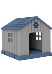 PawHut Dog Kennel Outdoor for Medium Dogs, Waterproof Plastic Dog House for Garden, Patio, 85 x 79 x 82 cm, Grey | Aosom Ireland