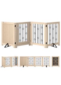 PawHut Freestanding Pet Gate, Dog Gate with Door, 4 Panels, for Hallway, Stairs, Door Frame, MDF, Steel | Aosom Ireland