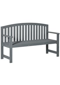 Outsunny 2 Seater Wooden Garden Bench with Armrest, Outdoor Furniture Chair for Park, Balcony, Grey | Aosom Ireland