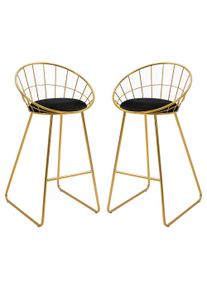 HOMCOM Bar Stool, Set of 2 with Kitchen Stool with Metal Velvet Touch Polyester Fabric Foam Backrest Plastic Pins for Kitchen Dining | Aosom Ireland