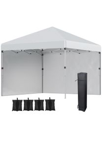 Outsunny 3 x 3 m Pop Up Gazebo, UPF 30+ Party Tent with 2 Sidewalls, Weight Bags and Wheeled Bag, Light Grey | Aosom Ireland