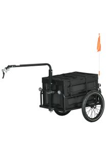 HOMCOM Steel Trailer for Bike, Bicycle Cargo Trailer with 65L Foldable Storage Box and Safe Reflectors, Max Load 40KG, Black | Aosom Ireland