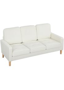 HOMCOM 3-seater sofa with thick cushions, rubberwood, fabric cover, upholstered sofa for living room, office, bedroom, Cream White | Aosom Ireland