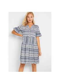 bonprix Shirtkleid mit All-Over Print, aus Viskosemischung, l&auml;ssig geschnitten wei&szlig;, Gr&ouml;&szlig;e 40/42 (M)