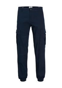 Jack & Jones Cargohose JACK & JONES JUNIOR "JPSTKANE JJJONNIE CUFFED CARGO JNR", Jungen, Gr. 170, N-Gr, blau (sky captain), Web, Obermaterial: 98% Baumwolle, 2% Elasthan, unifarben, relaxed fit kn&ouml;chellang, Hosen Cargohose