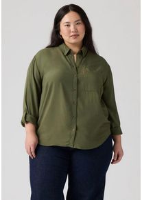 LEVI'S&reg; PLUS Hemdbluse LEVI'S PLUS "PLUS DARLENE SHIRT", Damen, Gr. XL (46/48), deep depths, Web, Obermaterial: 100% Viskose, unifarben, l&auml;ssig geschnitten h&uuml;ftbedeckend, Rundhals, 1-Knopf-Manschette, Blusen Hemdbluse, aus flie&szlig;ender Viskose