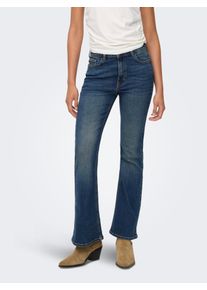 Jacqueline de Yong 5-Pocket-Jeans JDY "JDYKATHY HW FLARED JEANS DNM NOOS", Damen, Gr. XL (42), L&auml;nge 32, blau (dunkelblau denim), Denim/Jeans, Obermaterial: 98% Baumwolle, 2% Elasthan, unifarben, bootcut fit normal, Jeans 5-Pocket-Jeans, mit ausgestelltem Bein im Flared Look