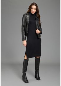 Strickkleid Bruno Banani, Damen, Gr. 34, N-Gr, schwarz, Strick, Obermaterial: 50% Viskose, 28% Polyester, 22% Polyamid, clean, unifarben, l&auml;ssig geschnitten kniebedeckend, Rippstrickb&uuml;ndchen, Kleider Strickkleid, festliche Anl&auml;sse, kniefreie L&auml;nge, eleganter Look