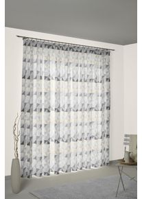 Vorhang WIRTH "Berlare", grau (hellgrau), B:131cm H:145cm, Jacquard, Baumwolle, Polyester, Gardinen, Vorhang