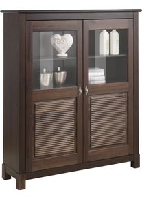 Highboard OTTO HOME "Rauna", braun (dunkelbraun), B:111,6cm H:135,7cm T:38cm, Sideboards, Highboard, Vitrine, Breite 111,6 cm, aus massiver Kiefer