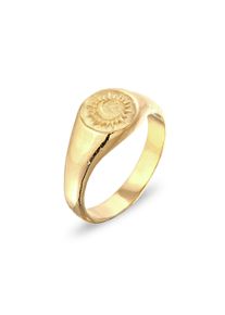 Siegelring HAZE & GLORY "Ring Siegelring - Sacred Sun 925 Silber" Gr. 68, gold, Fingerringe, Herren, 68, Silber 925 (Sterlingsilber), Siegelring