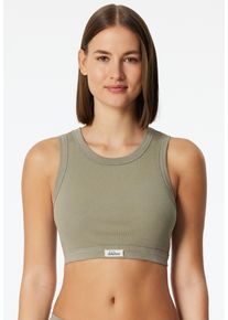 Bustier Schiesser "Revival Kollektion", Damen, Gr. 42, N-Gr, beige (713, gr&uuml;n), Feinripp, Obermaterial: 95% Baumwolle, 5% Elasthan, BHs Bustier, Breite Abschl&uuml;sse an Dekollet&eacute; und Armausschnitt