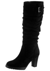 Stiefel ANISTON SHOES, Damen, Gr. 39, Normalschaft, schwarz, Textil, Veloursleder, Schuhe Stiefel, mit Raffungen am slouchy Schaft - NEUE KOLLEKTION