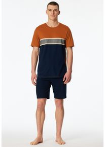 Shorty Schiesser "Casual Essentials", Herren, Gr. 54, blau (801, blau), Single Jersey, Obermaterial: 100% Baumwolle, bequem kurz, Rundhals, Homewear-Sets Shorty, mit Rundhalsausschnitt und kurzen &Auml;rmeln