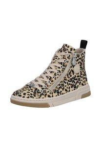 Schn&uuml;rboots Rieker, Damen, Gr. 38, beige (leo), Textil, Schuhe Schn&uuml;rboots, High Top Sneaker, trendy Stiefelette mit seitlichem Rei&szlig;verschluss