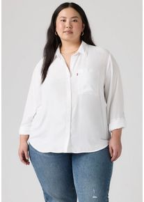 LEVI'S&reg; PLUS Hemdbluse LEVI'S PLUS "PLUS DARLENE SHIRT", Damen, Gr. XL (46/48), hellwei&szlig;, Web, Obermaterial: 100% Viskose, unifarben, l&auml;ssig geschnitten h&uuml;ftbedeckend, Rundhals, 1-Knopf-Manschette, Blusen Hemdbluse, aus flie&szlig;ender Viskose