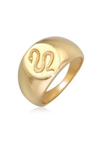 Siegelring Elli Premium "Ring Siegelring Schlange Kraft Symbol 925 Silber" Gr. 52, gold, Fingerringe, Damen, 52, Silber 925 (Sterlingsilber), Siegelring