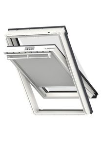 Store duo Velux anti-chaleur plus DOP manuelle blanc/noir 1025S, C02, GGU,manuelle,rail en alu et crochets,Velux