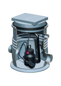 Aco Sinkamat-K mono Salt Kleinhebeanlage mit Abdeckwendeplatte, P1=0,3 kW P2=0,13 kW