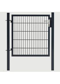Portillon grillag&eacute; &agrave; 1 battant anthracite Largeur 1000 mm Wellker, 800 mm, 6/6/6 mm