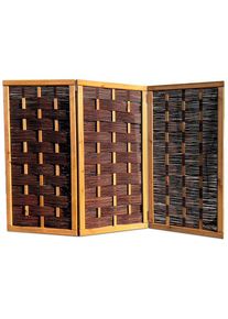 Paravent en osier 3 volets Deluxe Noor, 120x180 cm