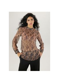 Aniston SELECTED, Damen, Chiffonbluse, transparent, braun-schwarz, 42, Transparente Bluse aus Chiffon