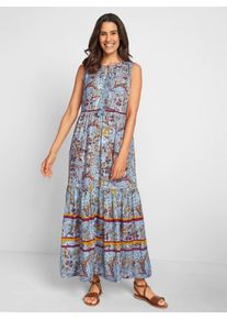 Damen Maxikleid im Druck-Dessin in zartmint-bordeaux-bedruckt ,Gr&ouml;&szlig;e 36, WITT, 100% Viskose