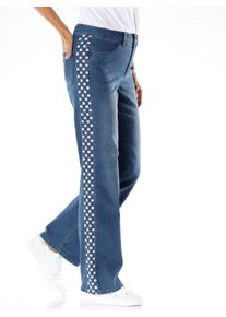 Dames Jeans met ajourwerk in blue-stonewashed ,maat 38, WITT, 81% Katoen, 17% Polyester, 2% Elastan