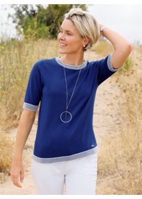 Damen Kurzarmpullover aus reiner Baumwolle in royalblau ,Gr&ouml;&szlig;e 46, WITT, 100% Baumwolle