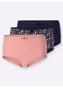 Damen Taillenslip in der 3-St&uuml;ck-Packung in marine-bedruckt + marine + rosenholz ,Gr&ouml;&szlig;e 36/38, WITT, 95% Baumwolle, 5% Elasthan
