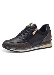 Sneaker Marco Tozzi, Damen, Gr. 38, schwarz (schwarz, kombi), Lederimitat, Textil, kontrastfarbene Details, unifarben, Schuhe Sneaker, mit seitlichem Rei&szlig;verschluss, Freizeitschuh, Halbschuh, Schn&uuml;rschuh