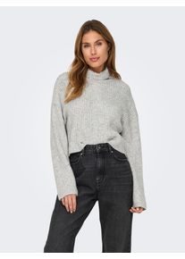 Rollkragenpullover Only "ONLMELANIE L/S ROLLNECK PULLOVER KNTNOOS", Damen, Gr. L, grau (light grau melange), Strick, Obermaterial: 54% Polyester, 41% Polyacryl, 5% Wolle, meliert, unifarben, regular fit kurz, Rundhals, Pullover Rollkragenpullover
