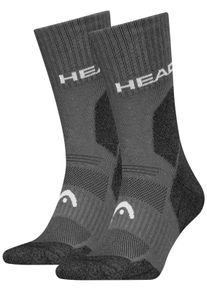 Socken Head "Head HIKING ALL CLIMATES CREW 2P", Damen, Gr. 35-38, grau, Materialmix, unifarben mit Farbeinsatz, Socken Socken, mit Logostickerei