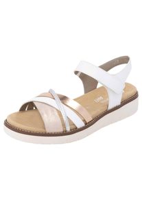 Riemchensandale Remonte, Damen, Gr. 36, Synthetik, rosa (wei&szlig;, ros&eacute;goldfarben), Lederimitat, Schuhe Riemchensandale, Keilabsatz, Sommerschuh, Sandalette mit herausnehmbarer Softeinlage
