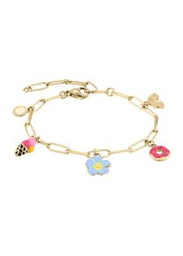 Armband Cool Time "Schmuck Edelstahl Armkette The Cool Charm", gold (gelbgoldfarben, pink, rosa, gelb, hellblau, schwarz), Armb&auml;nder, M&auml;dchen, 17cm, Edelstahl, Armband